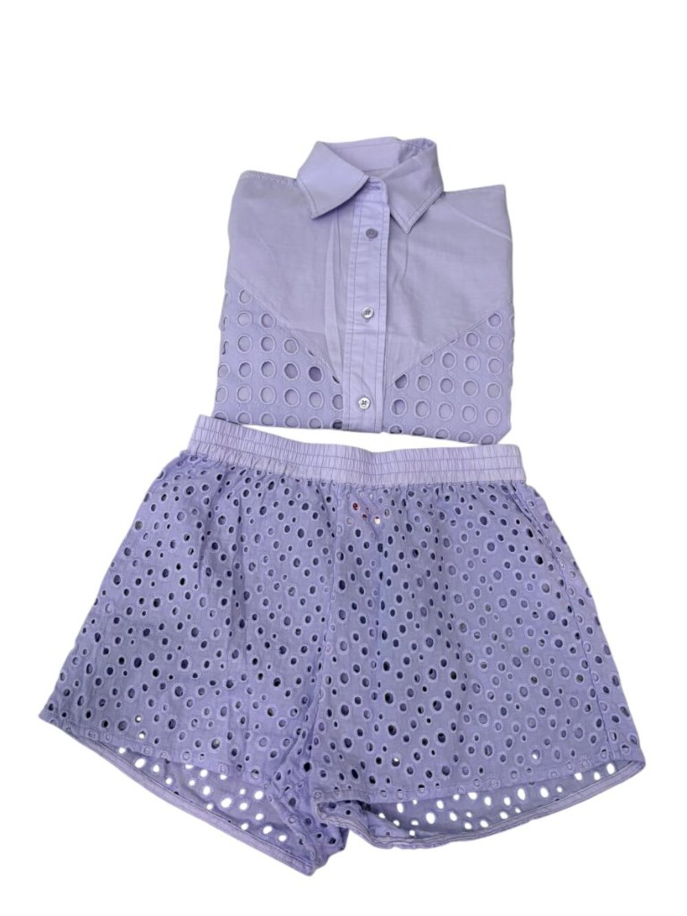 Solid & Striped ARLETTE Shirt & AVRIL Short Set in Wisteria Eyelet sz XS NWOT!